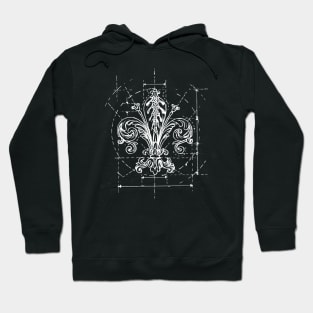 Fleur-de-lis Sketch, White Line Hoodie